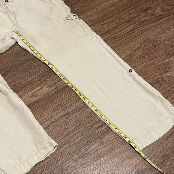 Cynthia Rowley Linen Cargo Pants Beige Khaki Size 8 - Picture 8 of 12